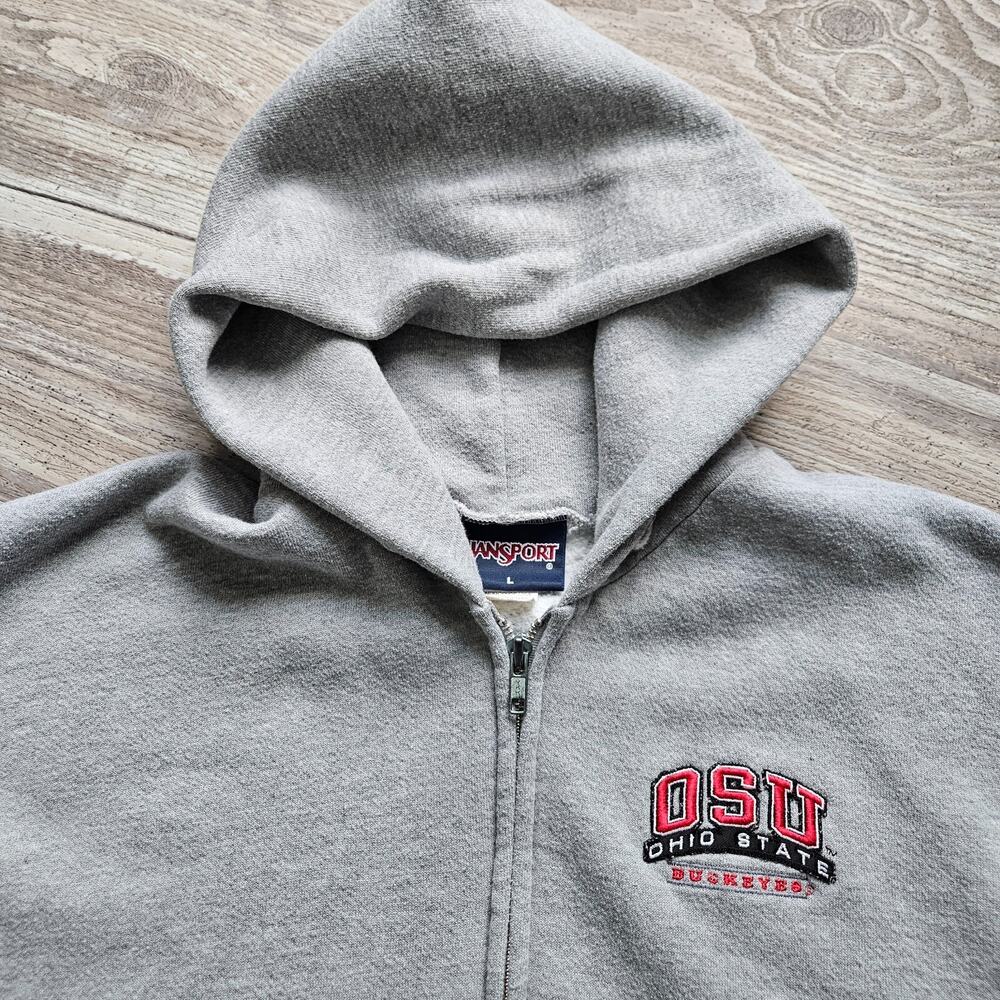OSU Ohio State Jansport Vtg Hoodie Full Zip Jacket Size‎ Large Gray